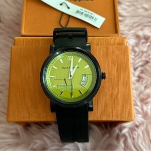NIB HUSH‎ PUPPIES LIME GREEN DIAL BLACK SILICONE MEN’S WATCH
